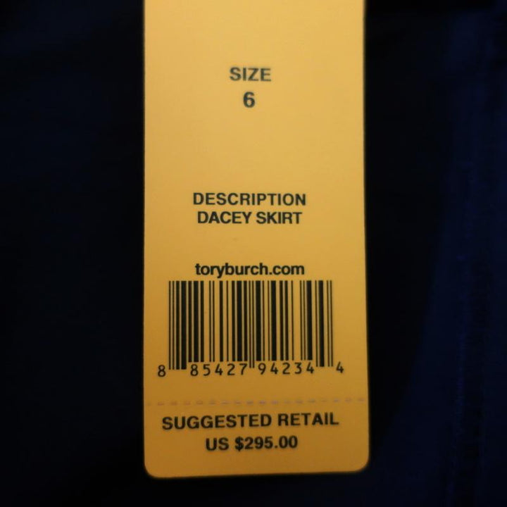 Tory Burch Belted Skirt Dacey Navy Ruffled Stretch Cotton Size 6 NEW available at CelebrityOwned.com img_7