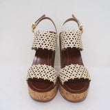 Tory Burch Cork Platform Wedge Sandals Cream Daisy Cutout Leather Size 6.5 available at CelebrityOwned.com img_3