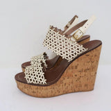 Tory Burch Cork Platform Wedge Sandals Cream Daisy Cutout Leather Size 6.5 available at CelebrityOwned.com img_5