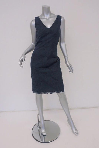 Tory Burch Dress Cameron Navy Embroidered Lace Size 6 Scalloped-Hem Sheath available at CelebrityOwned.com img_1