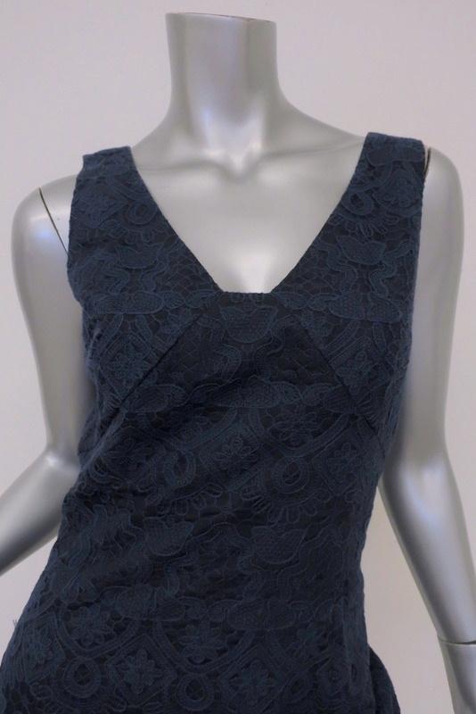 Tory Burch Dress Cameron Navy Embroidered Lace Size 6 Scalloped-Hem Sheath available at CelebrityOwned.com img_3