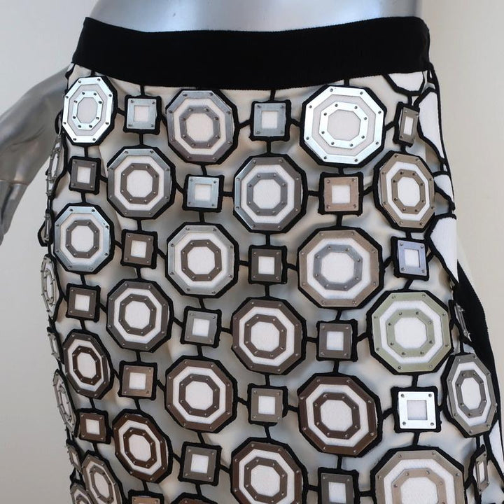 Tory Burch Pencil Skirt Gloria Metal-Embellished Guipure Lace &amp; Linen Size 6 available at CelebrityOwned.com img_2
