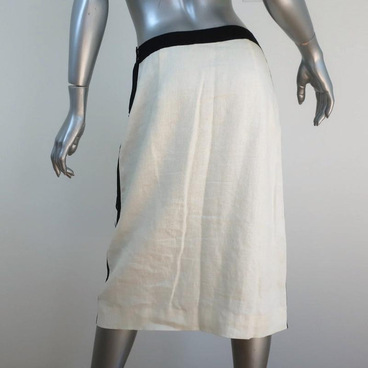 Tory Burch Pencil Skirt Gloria Metal-Embellished Guipure Lace &amp; Linen Size 6 available at CelebrityOwned.com img_5