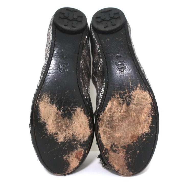 Tory Burch Scrunch Ballet Flats Amelia Crystal-Embellished Silver Leather Size 8 available at CelebrityOwned.com img_10
