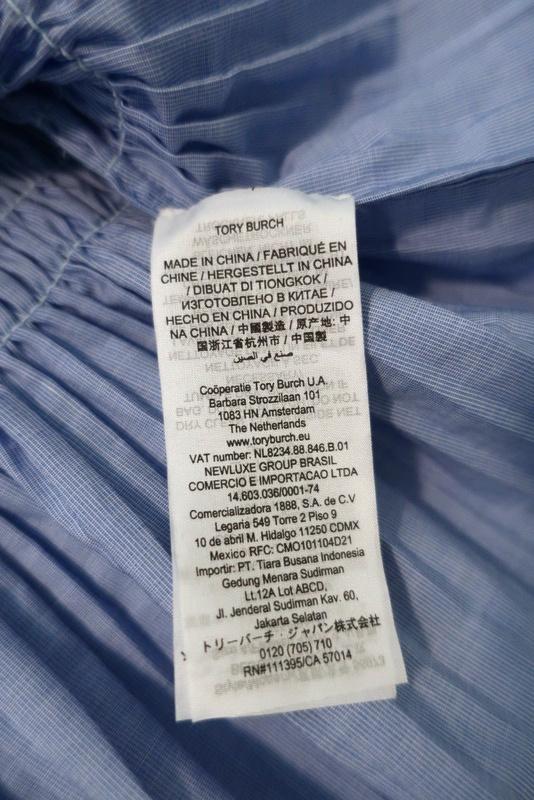 Tory Burch Smocked Cotton Top Blue Size 4 Ruffle Trim Peplum