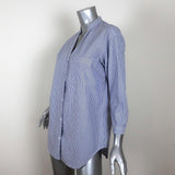Trouve Striped Shirt Blue/White Cotton Size Extra Small Long Sleeve Tunic Top available at CelebrityOwned.com img_2
