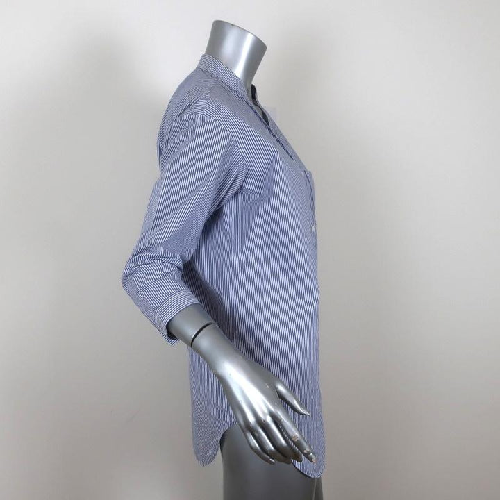 Trouve Striped Shirt Blue/White Cotton Size Extra Small Long Sleeve Tunic Top available at CelebrityOwned.com img_3