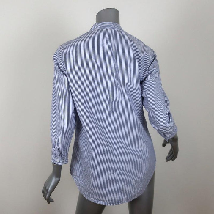 Trouve Striped Shirt Blue/White Cotton Size Extra Small Long Sleeve Tunic Top available at CelebrityOwned.com img_4