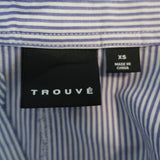 Trouve Striped Shirt Blue/White Cotton Size Extra Small Long Sleeve Tunic Top available at CelebrityOwned.com img_5