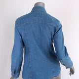 Tucci Jeans Denim Shirt Blue Cotton Size Small Long Sleeve Top available at CelebrityOwned.com img_5