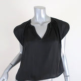 Ulla Johnson Blouse Annelise Black Matte Satin Size 2 Cap Sleeve Top available at CelebrityOwned.com img_1