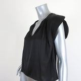 Ulla Johnson Blouse Annelise Black Matte Satin Size 2 Cap Sleeve Top available at CelebrityOwned.com img_2