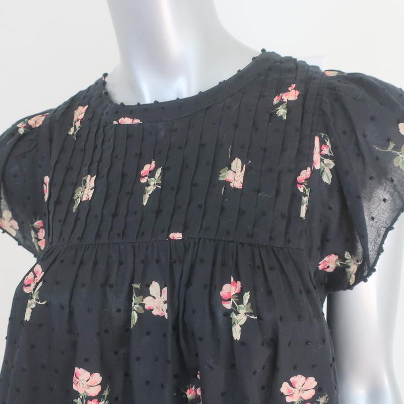 Ulla Johnson Blouse Astrid Black Floral Print Swiss Dot Cotton Top Size 6 available at CelebrityOwned.com img_3