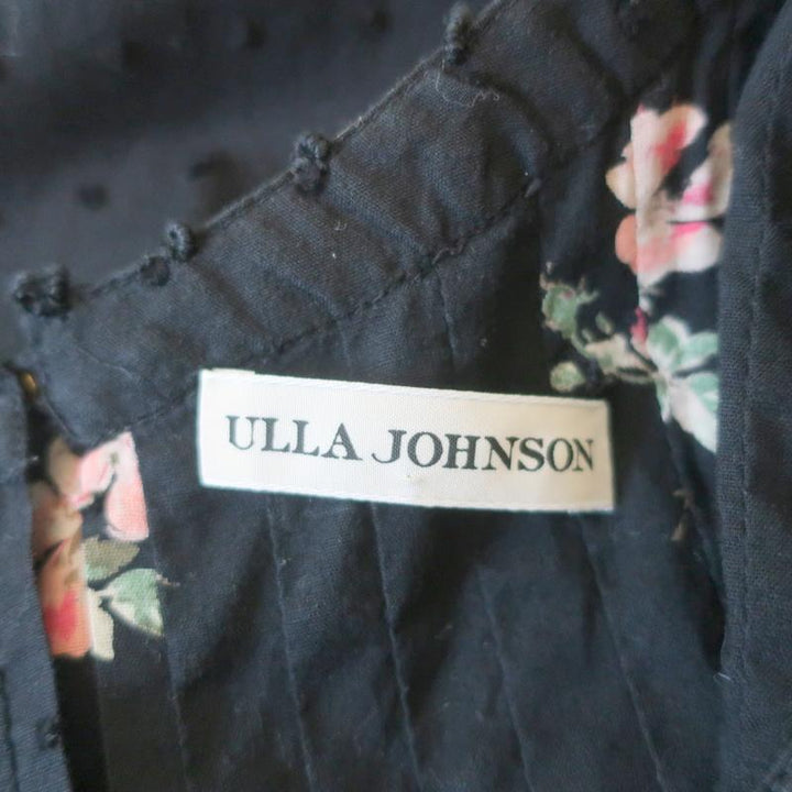 Ulla Johnson Blouse Astrid Black Floral Print Swiss Dot Cotton Top Size 6 available at CelebrityOwned.com img_6