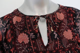 Ulla Johnson Blouse Bea Black/Red Floral Print Silk Size 0 Peasant Top available at CelebrityOwned.com img_3