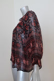Ulla Johnson Blouse Bea Black/Red Floral Print Silk Size 0 Peasant Top available at CelebrityOwned.com img_4