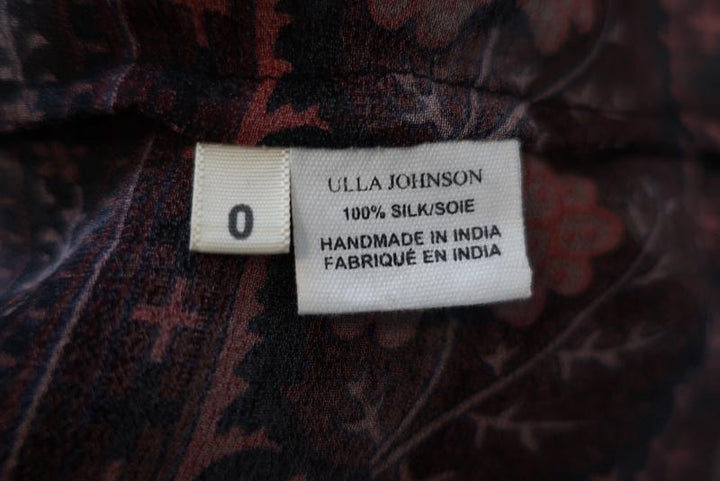 Ulla Johnson Blouse Bea Black/Red Floral Print Silk Size 0 Peasant Top available at CelebrityOwned.com img_7