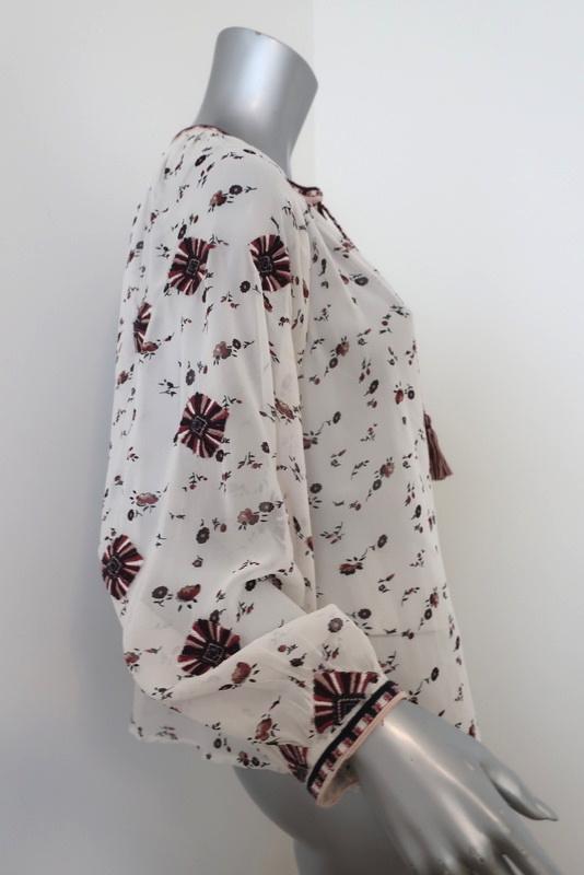 Ulla Johnson Blouse Lida White Embroidered Floral Print Silk Size 0 Peasant Top available at CelebrityOwned.com img_4
