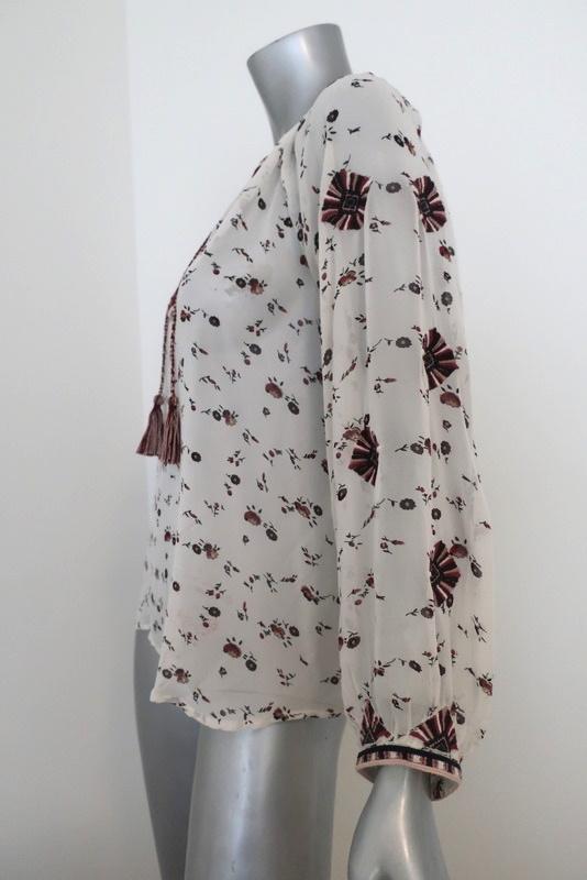Ulla Johnson Blouse Lida White Embroidered Floral Print Silk Size 0 Peasant Top available at CelebrityOwned.com img_6