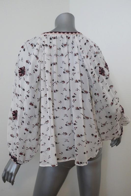 Ulla Johnson Blouse Lida White Embroidered Floral Print Silk Size 0 Peasant Top available at CelebrityOwned.com img_7