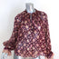 Ulla Johnson Blouse Nailah Bordeaux Lurex Printed Silk Size 0 Long Sleeve Top