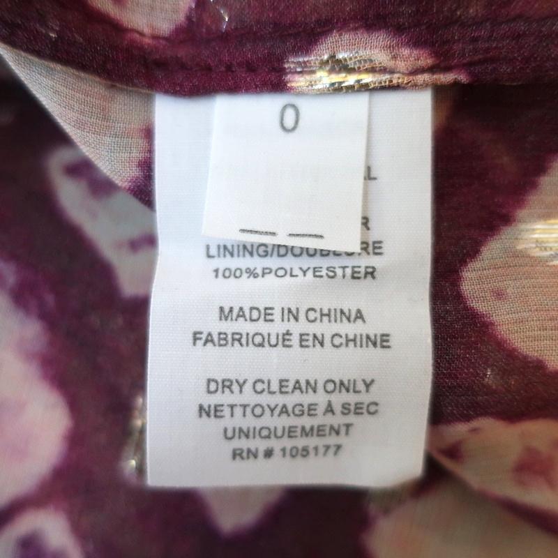 Ulla Johnson Blouse Nailah Bordeaux Lurex Printed Silk Size 0 Long Sleeve Top available at CelebrityOwned.com img_7