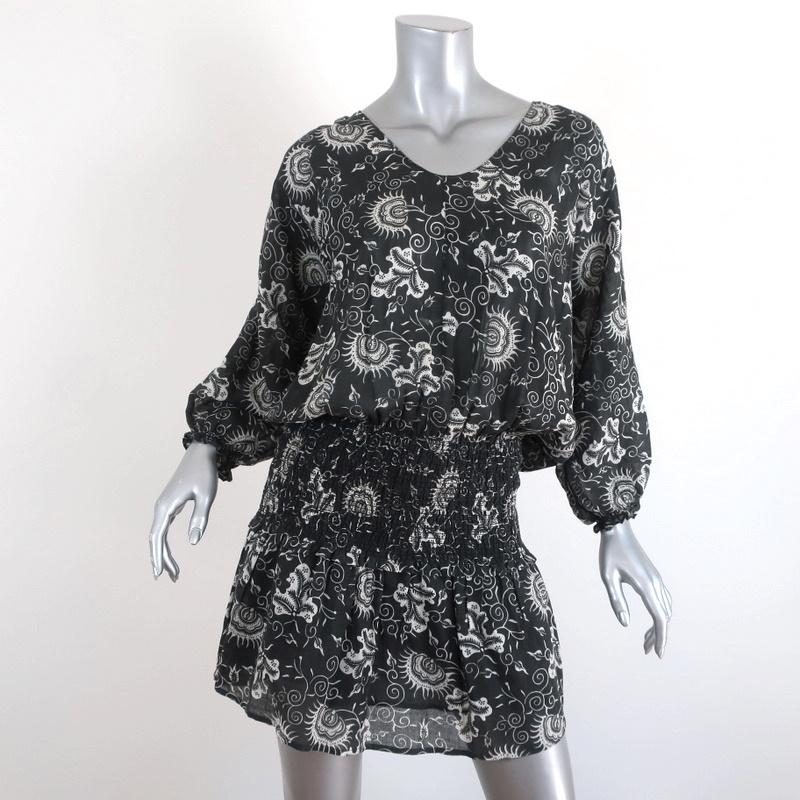 Ulla Johnson Dress Batu Charcoal Floral Print Cotton Size 2 Smocked Wa Celebrity Owned Ulla Johnson Dress Batu Charcoal Floral Print Cotton Size 2 Smocked Wa Celebrity Owned