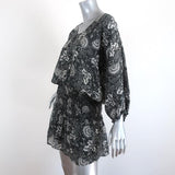 Ulla Johnson Dress Batu Charcoal Floral Print Cotton Size 2 Smocked Waist Mini available at CelebrityOwned.com img_3