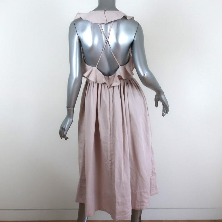 Ulla Johnson Dress Cecily Lavender Linen-Blend Size 6 Crisscross-Back Midi NEW available at CelebrityOwned.com img_5