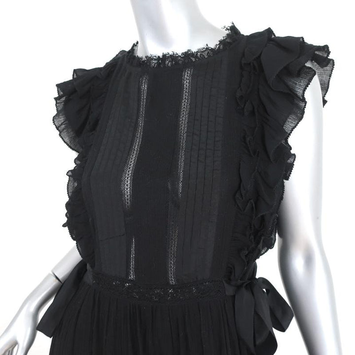 Ulla Johnson Dress Henriette Black Lace-Trim Cotton Size 0 Side-Tie Mini available at CelebrityOwned.com img_3