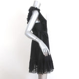 Ulla Johnson Dress Henriette Black Lace-Trim Cotton Size 0 Side-Tie Mini available at CelebrityOwned.com img_4