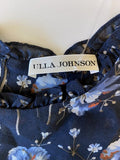 Ulla Johnson Dress Skye Navy Tiered Floral Print Silk Size 0 Tassel Drawstring available at CelebrityOwned.com img_7