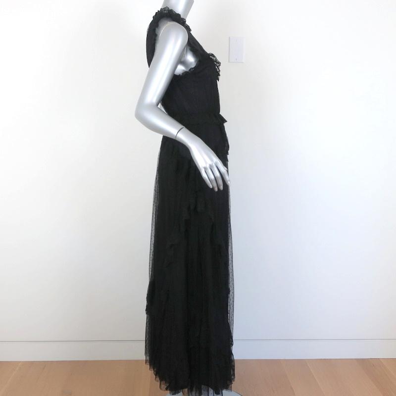 Ulla Johnson Maxi Dress Florence Black Ruffled Swiss Dot Embroidered L Celebrity Owned Ulla Johnson Maxi Dress Florence Black Ruffled Swiss Dot Embroidered L Celebrity Owned