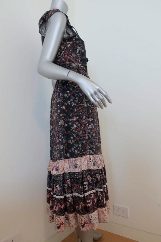 Ulla Johnson Midi Dress Zanna Midnight Floral Print Silk Size 0 Cap Sleeve available at CelebrityOwned.com img_2