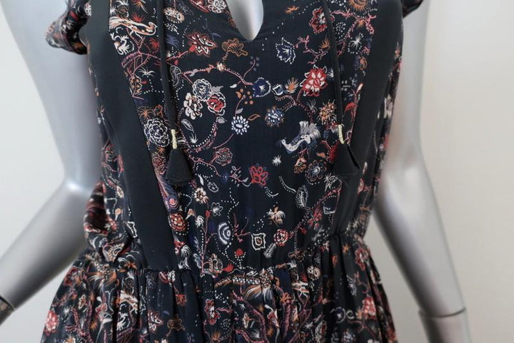 Ulla Johnson Midi Dress Zanna Midnight Floral Print Silk Size 0 Cap Sleeve available at CelebrityOwned.com img_3