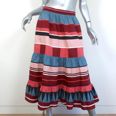 Ulla Johnson Midi Skirt Simi Ruffled Printed Cotton Size 8 available at CelebrityOwned.com img_1