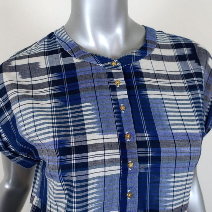 Ulla Johnson Tie-Front Mini Dress Theo Navy/White Plaid Size 0 available at CelebrityOwned.com img_2