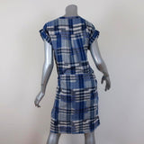 Ulla Johnson Tie-Front Mini Dress Theo Navy/White Plaid Size 0 available at CelebrityOwned.com img_5