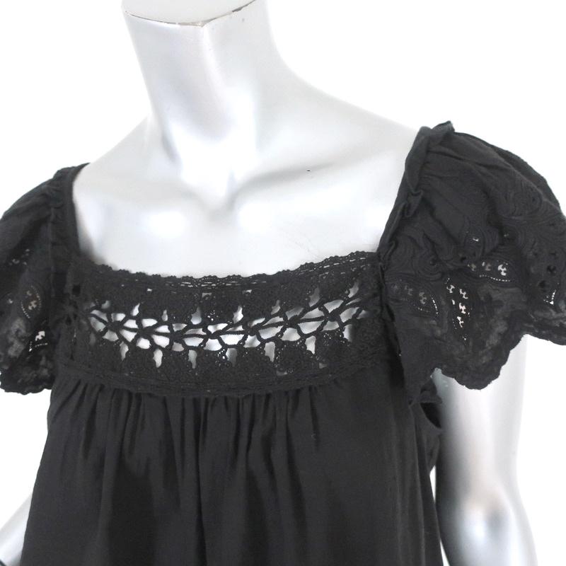 Ulla Johnson Top Ariel Black Embroidered Cotton-Linen Size 6 Cap Sleeve NEW available at CelebrityOwned.com img_3