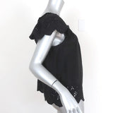 Ulla Johnson Top Ariel Black Embroidered Cotton-Linen Size 6 Cap Sleeve NEW available at CelebrityOwned.com img_4