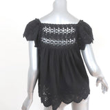Ulla Johnson Top Ariel Black Embroidered Cotton-Linen Size 6 Cap Sleeve NEW available at CelebrityOwned.com img_5