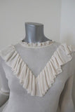 Ulla Johnson Top Maritza Cream Fine Ribbed Cotton Size Medium Ruffled Pullover available at CelebrityOwned.com img_3