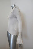 Ulla Johnson Top Maritza Cream Fine Ribbed Cotton Size Medium Ruffled Pullover available at CelebrityOwned.com img_4