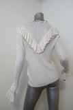 Ulla Johnson Top Maritza Cream Fine Ribbed Cotton Size Medium Ruffled Pullover available at CelebrityOwned.com img_5