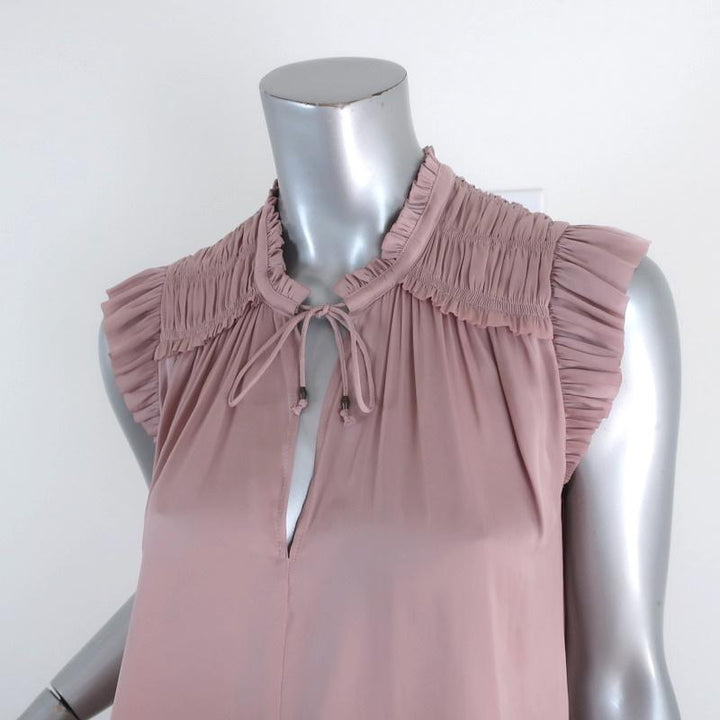 Ulla Johnson Top Ren Mauve Ruched Satin Size 2 Sleeveless Blouse available at CelebrityOwned.com img_2