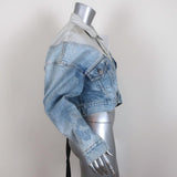 Unravel Project Hybrid Chopped Denim Jacket Light Blue Size 36 available at CelebrityOwned.com img_4