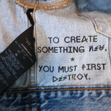 Unravel Project Hybrid Chopped Denim Jacket Light Blue Size 36 available at CelebrityOwned.com img_8