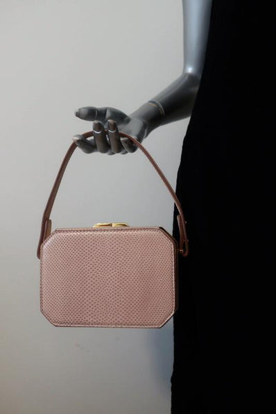 VBH Jazz Octagonal Evening Bag Light Pink Karung Snakeskin available at CelebrityOwned.com img_1