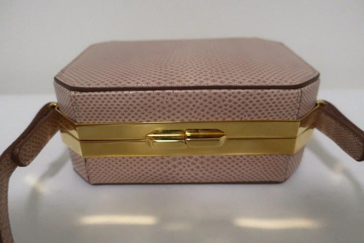 VBH Jazz Octagonal Evening Bag Light Pink Karung Snakeskin available at CelebrityOwned.com img_7