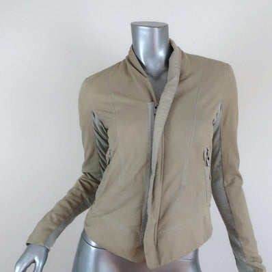 VEDA Boss Suede Jacket Light Beige Size Petite available at CelebrityOwned.com img_1